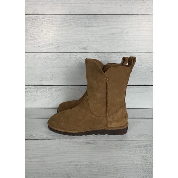 UGG Women's US Size 7 Alida Slouch Brown Chestnut Leather Suede Unlined Boots - Picture 5 of 14